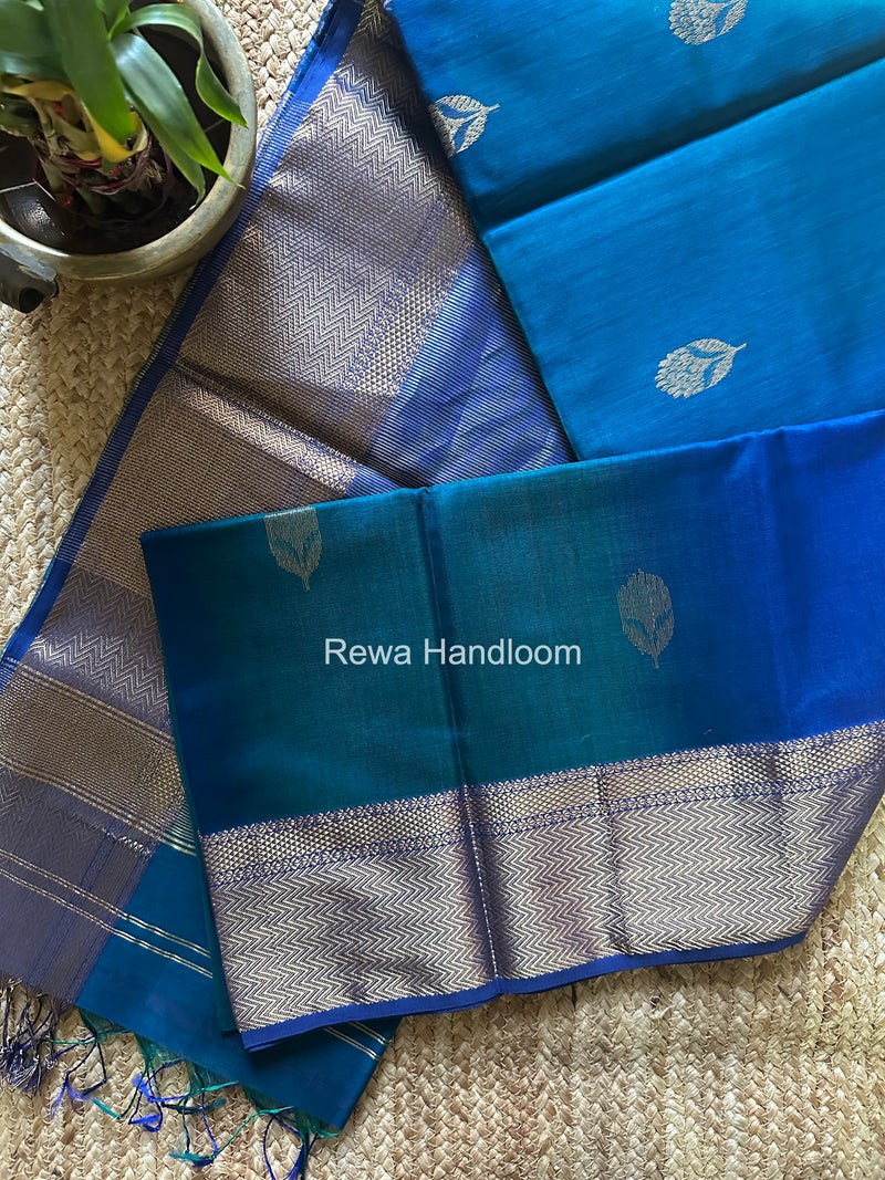 Maheshwari Blue Lotus Butta Saree NLS04