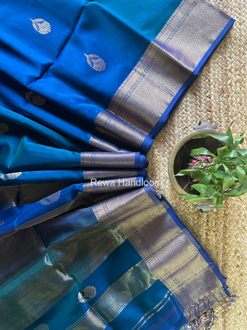Maheshwari Blue Lotus Butta Saree NLS04