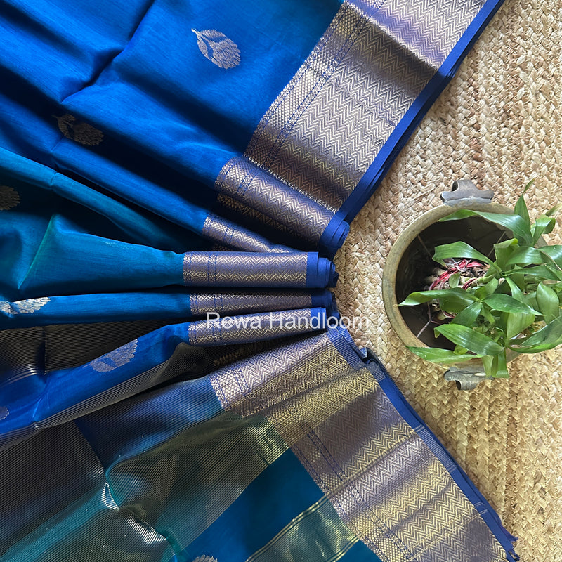Maheshwari Blue Lotus Butta Saree NLS04