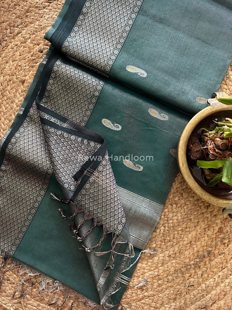 Maheshwari Silver Tissue Meena Butti Saree