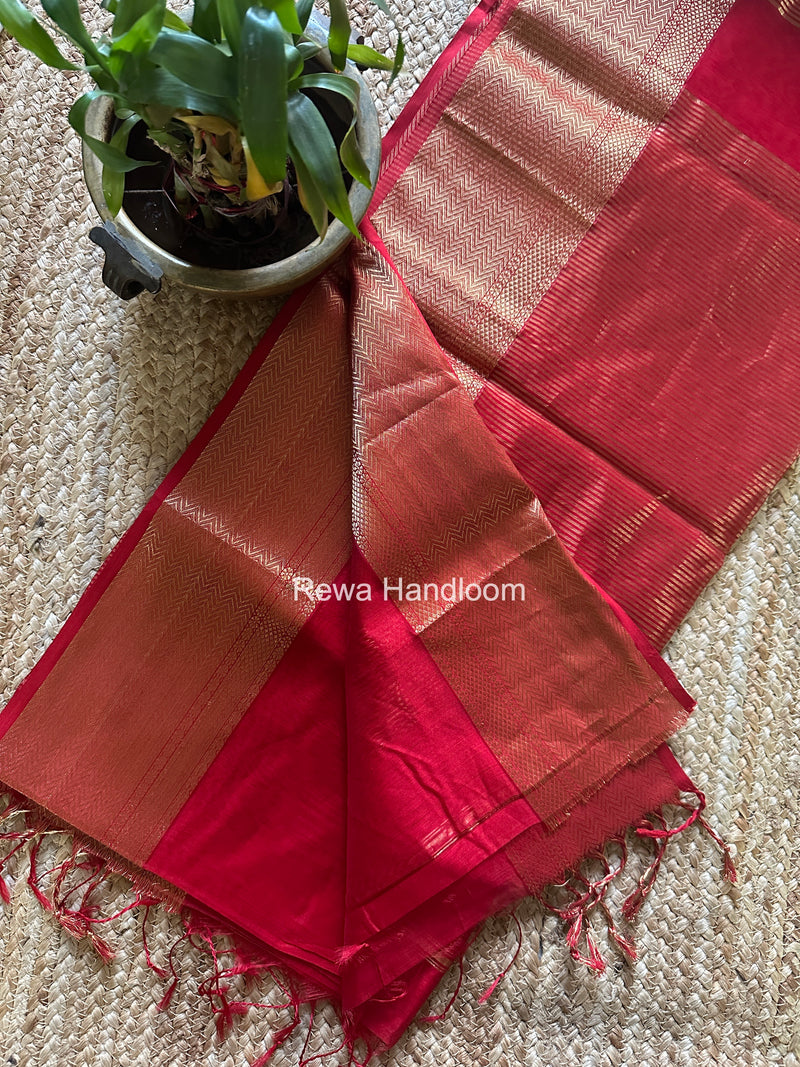 Maheshwari Red Lotus Butta Saree NLS05