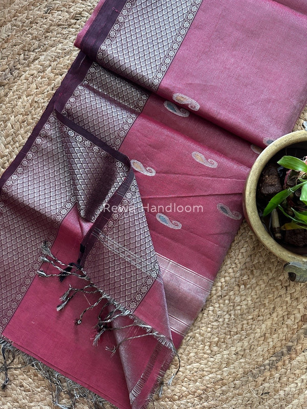 Maheshwari Silver Tissue Meena Butti Saree