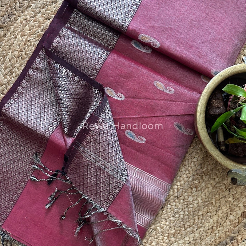 Maheshwari Silver Tissue Meena Butti Saree