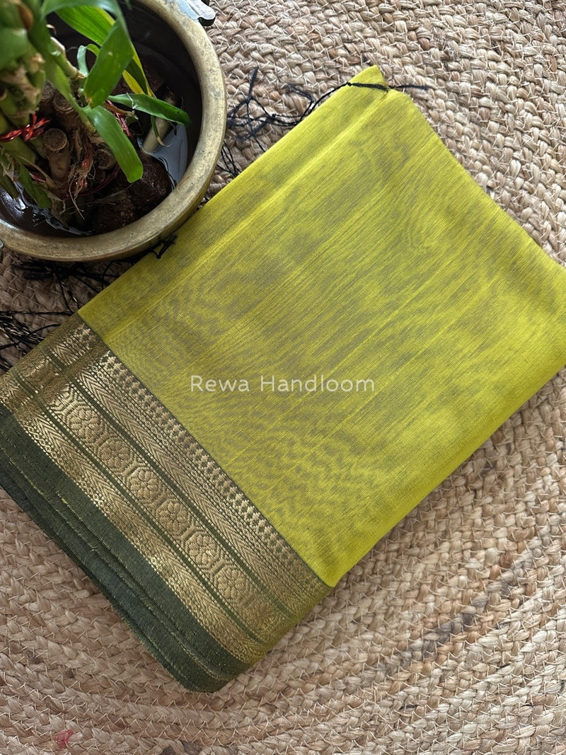 Maheshwari Mehendi Green Zari Skirt Saree ZS066