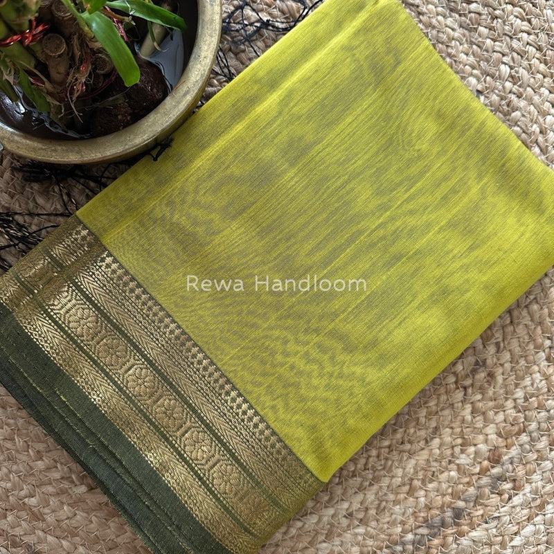 Maheshwari Mehendi Green Zari Skirt Saree ZS066