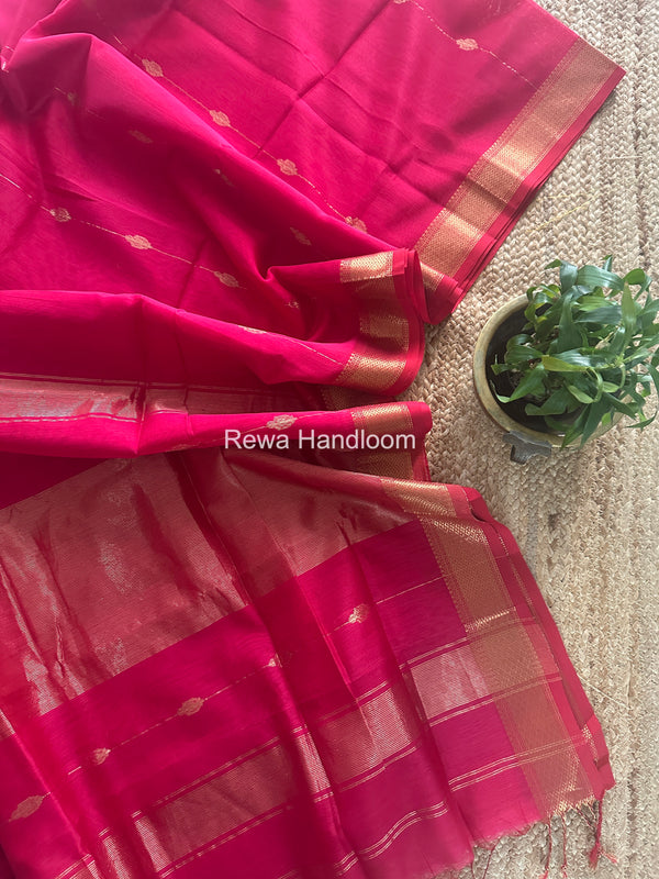 Maheshwari Rani Pink Lining Butti Saree ZLBS01