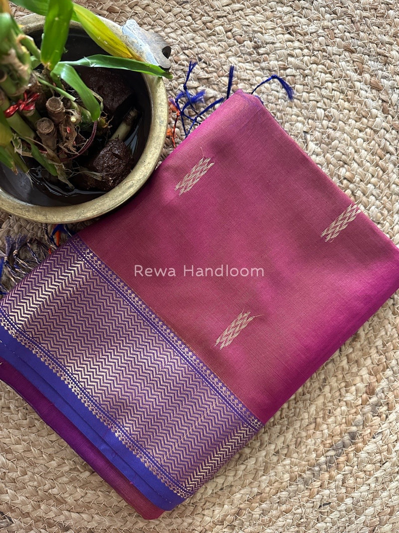 Rani Pink Sheded Butti Maheshwari Saree SBBS02