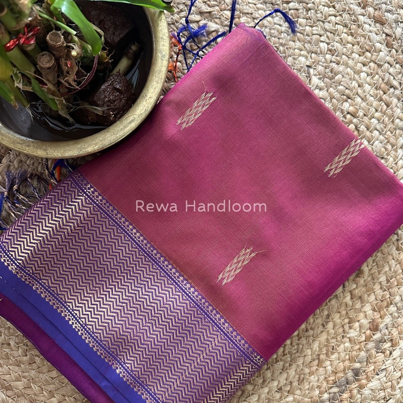 Rani Pink Sheded Butti Maheshwari Saree SBBS02