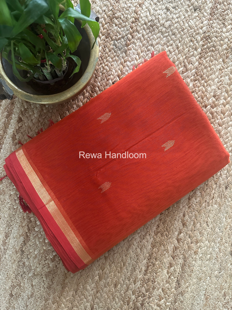 Rust Orange V Butti Maheshwari Saree VBS057