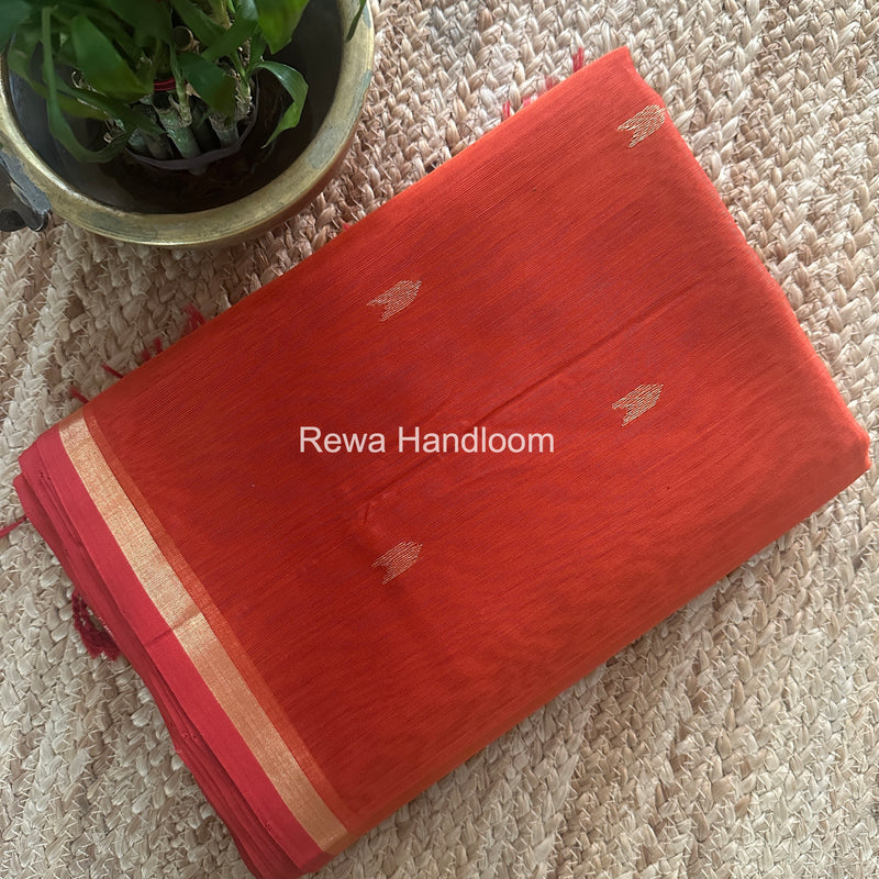 Rust Orange V Butti Maheshwari Saree VBS057