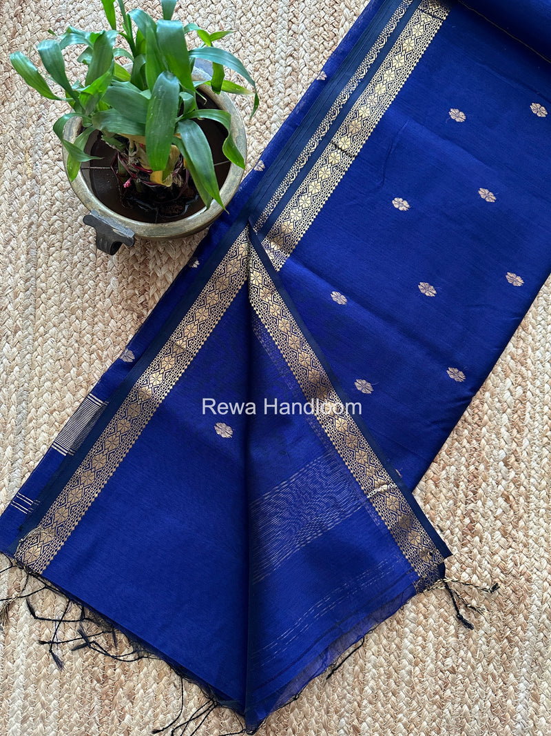 Maheshwari Navy Blue Aami Butti Saree SBT00123