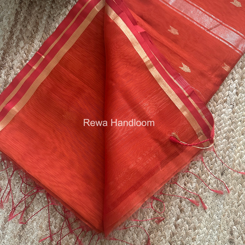 Rust Orange V Butti Maheshwari Saree VBS057