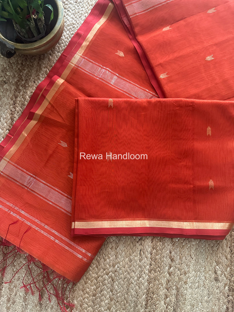 Rust Orange V Butti Maheshwari Saree VBS057