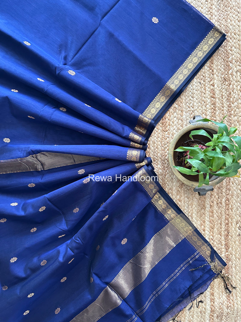 Maheshwari Navy Blue Aami Butti Saree SBT00123