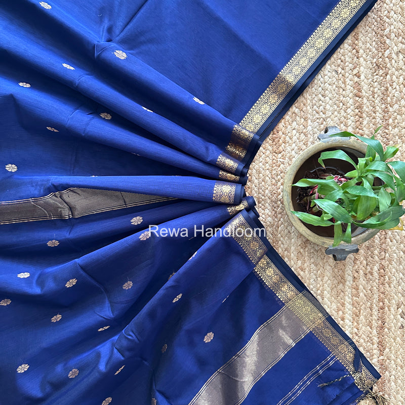 Maheshwari Navy Blue Aami Butti Saree SBT00123