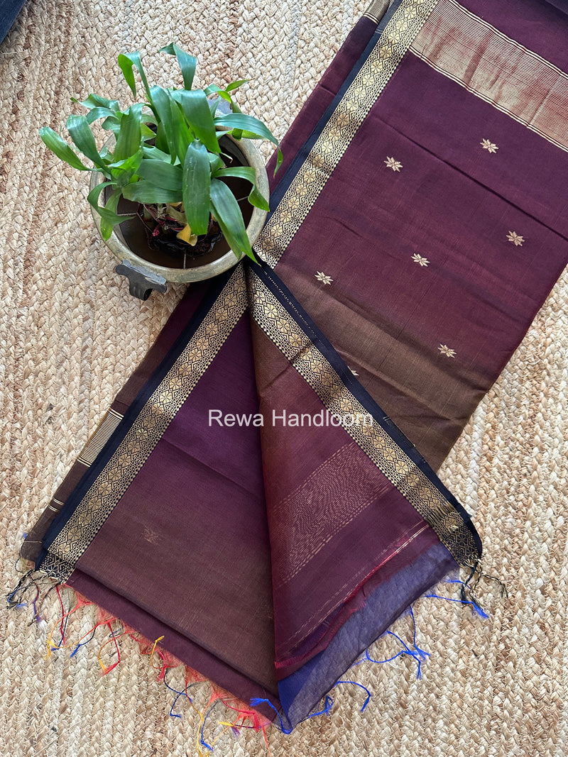 Maheshwari Brown Aami Butti Saree SBT00120