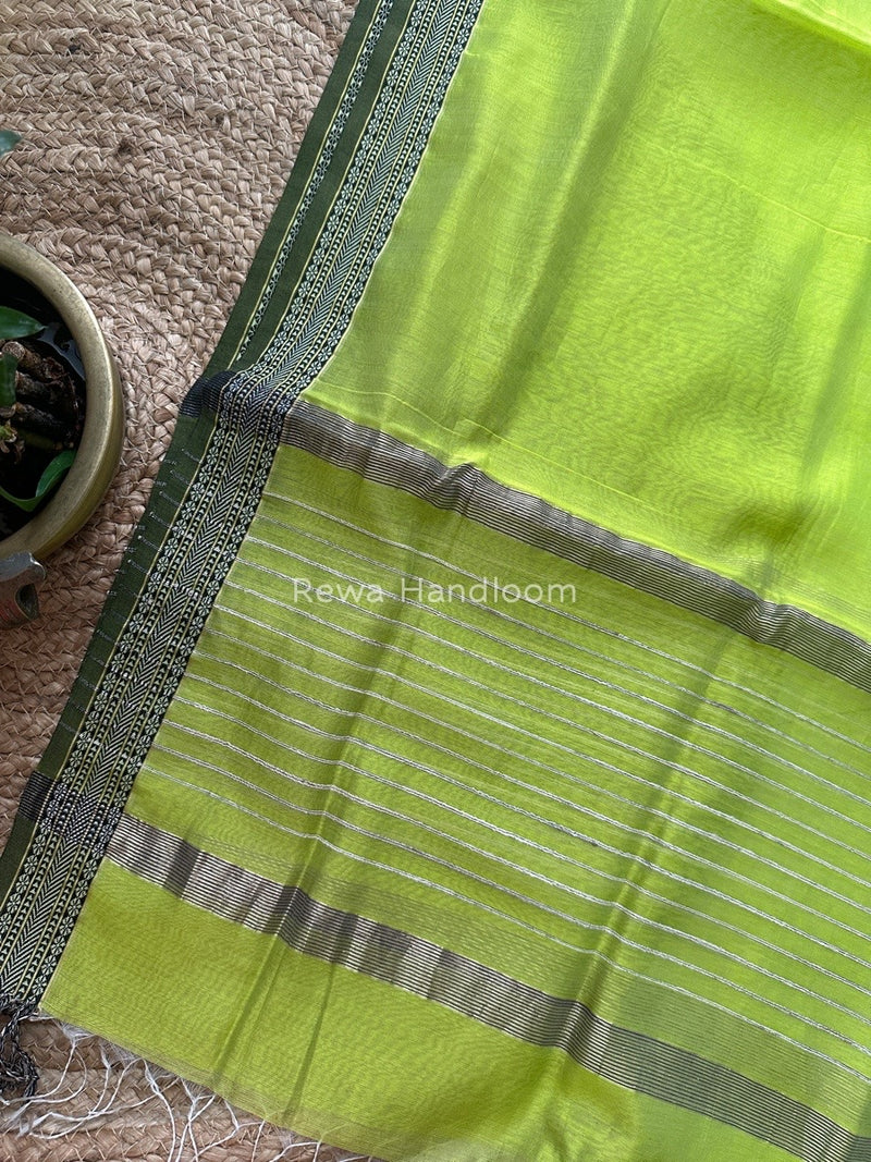 Maheshwari Green Silk Dupatta PD06