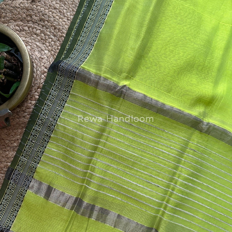 Maheshwari Green Silk Dupatta PD06