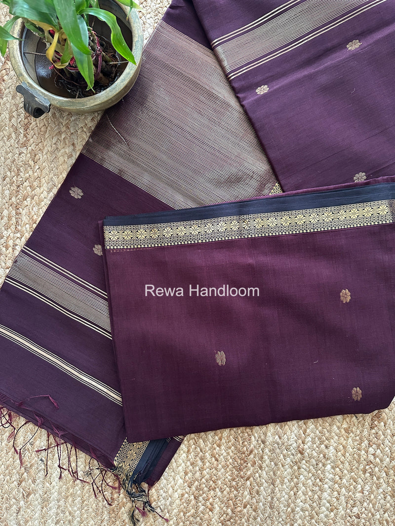 Maheshwari Wine Aami Butti Saree SBT00124