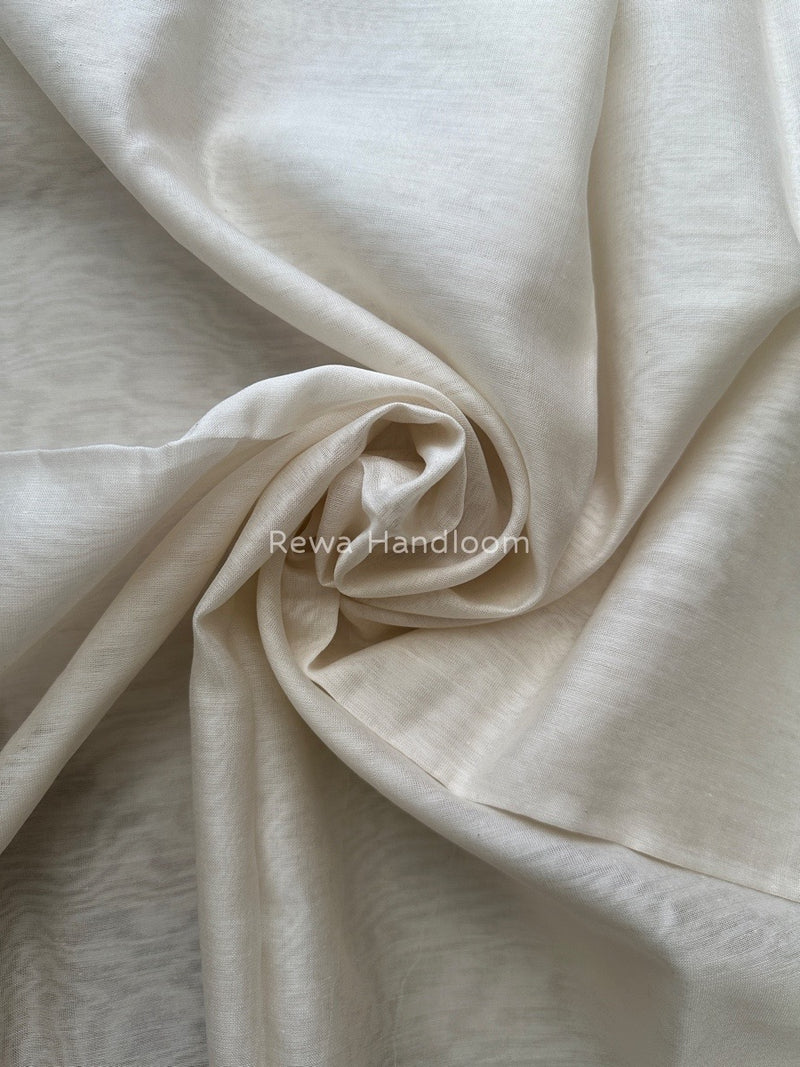 Maheshwari White Silk Dupatta PD026