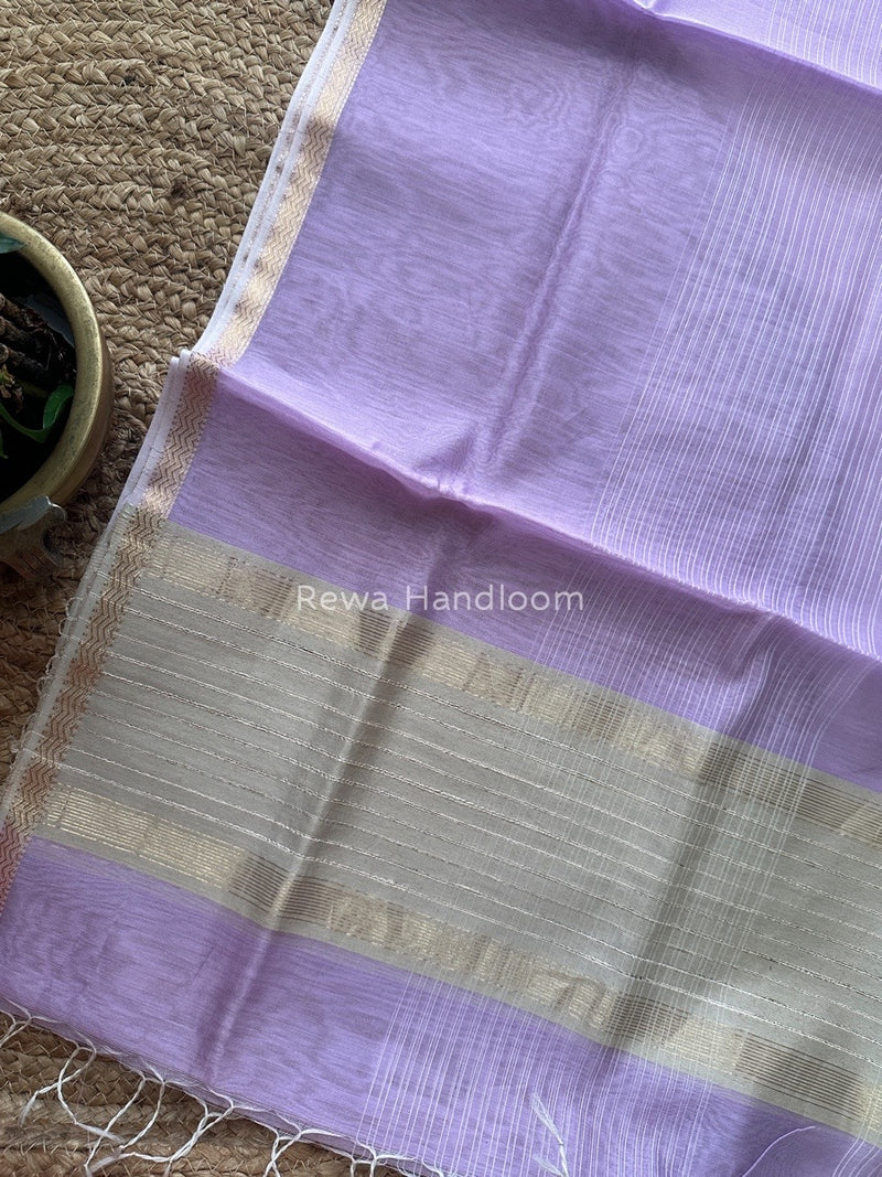 Maheshwari Light Purple Silk Dupatta PD029