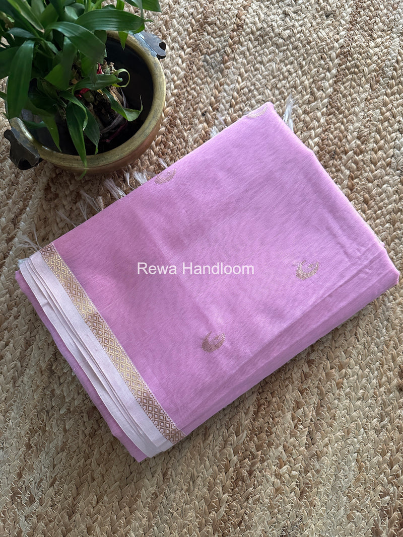 Baby Pink Zari Butti Maheshwari Saree CBGS02