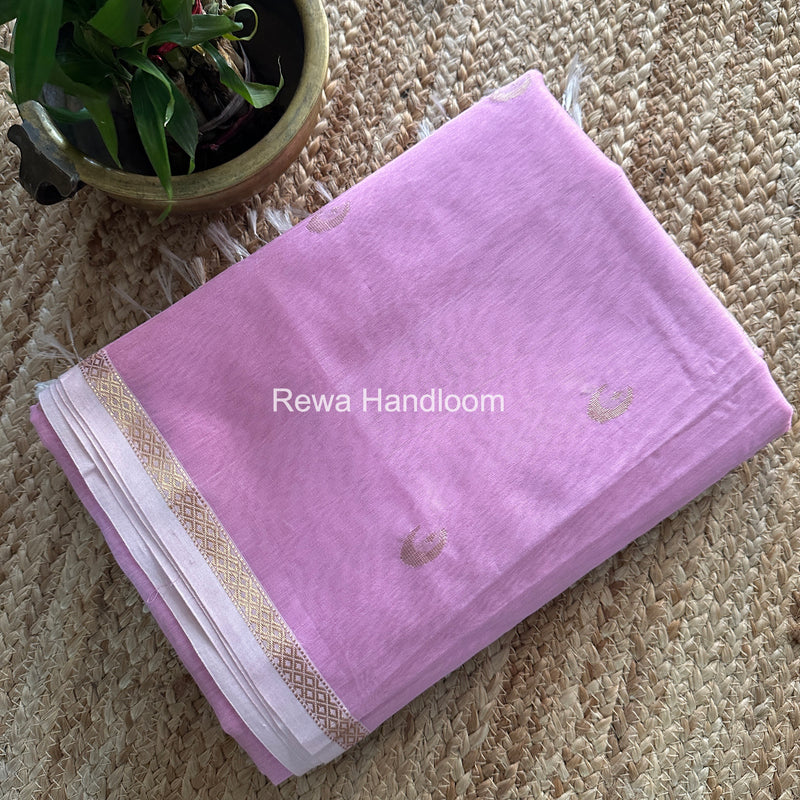 Baby Pink Zari Butti Maheshwari Saree CBGS02