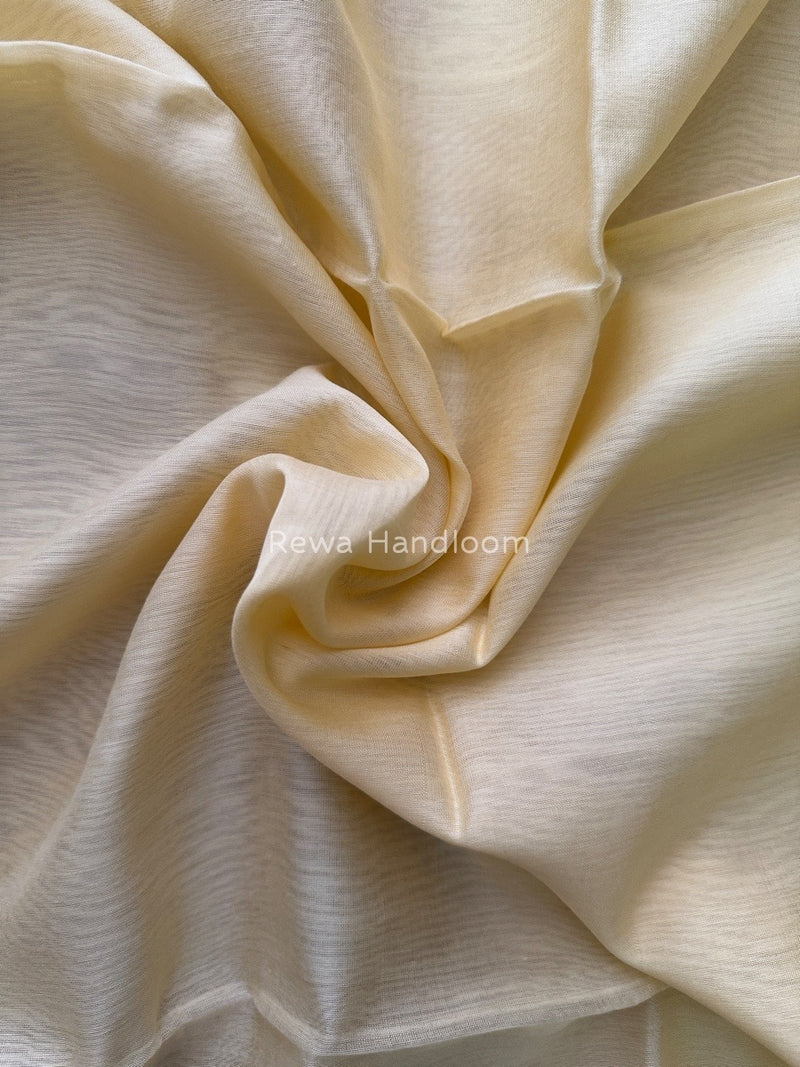 Maheshwari Cream Yellow Silk Dupatta PD09