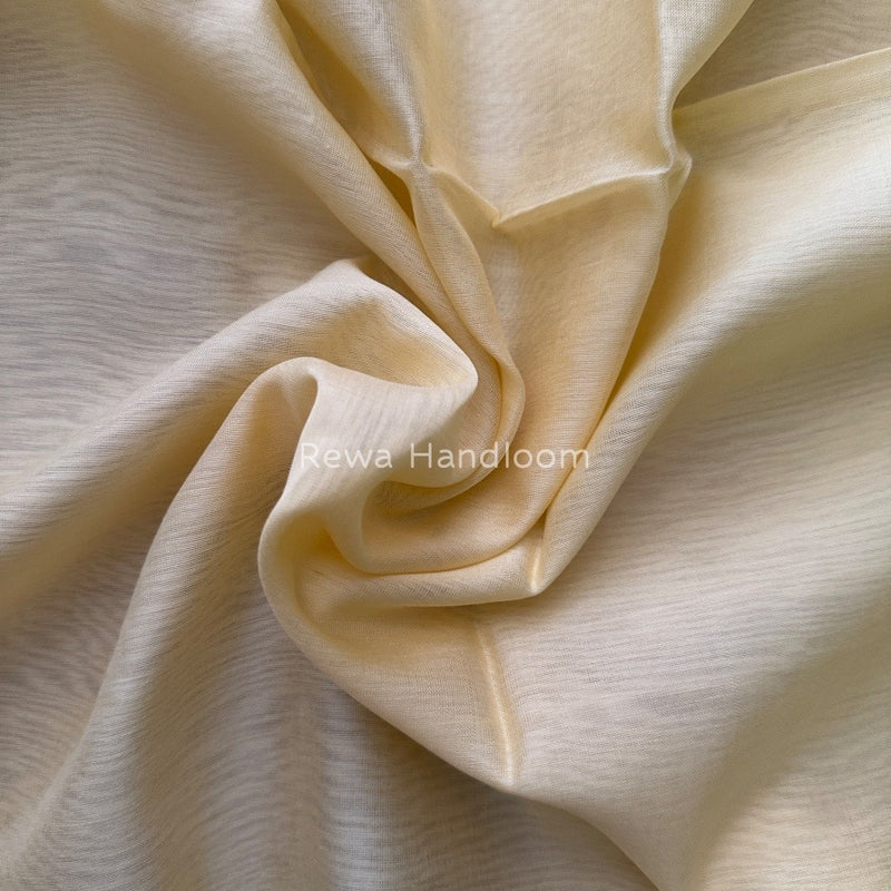 Maheshwari Cream Yellow Silk Dupatta PD09