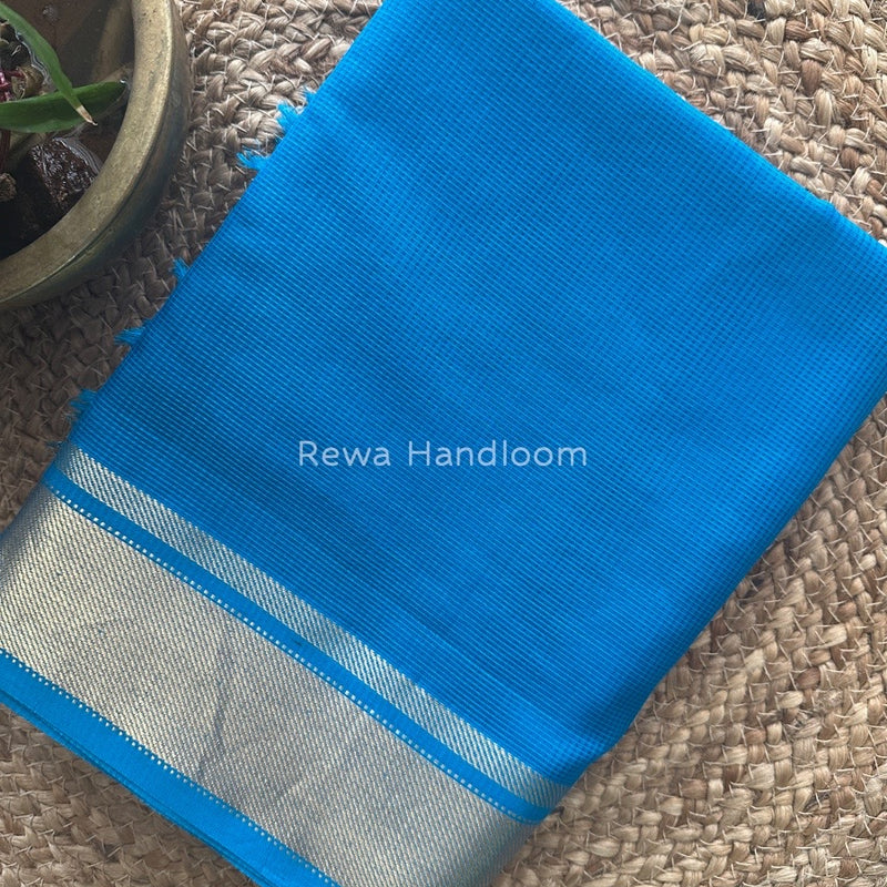 Exclusive Maheswari Self Checks Blue Saree MCS052