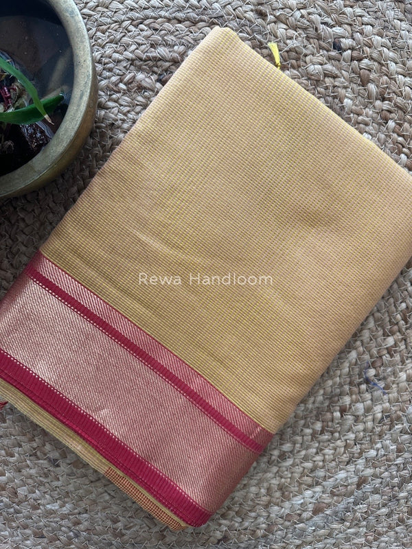 Exclusive Maheswari Self Checks Light Yellow Saree MCS050