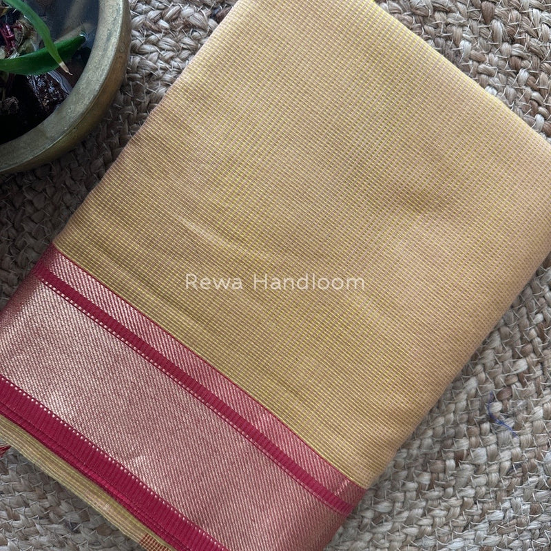 Exclusive Maheswari Self Checks Light Yellow Saree MCS050