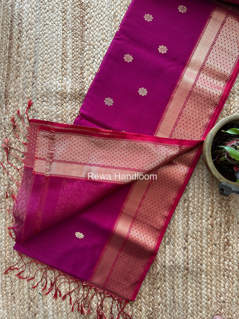 Maheshwari Rani Pink Flower Butti Saree JBS0117