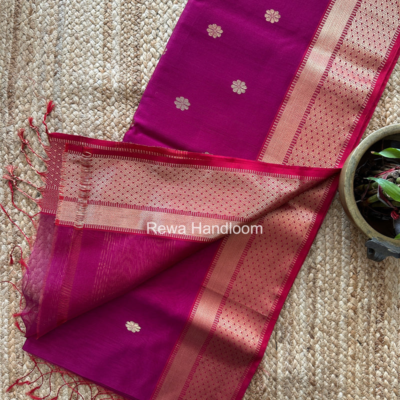 Maheshwari Rani Pink Flower Butti Saree JBS0117