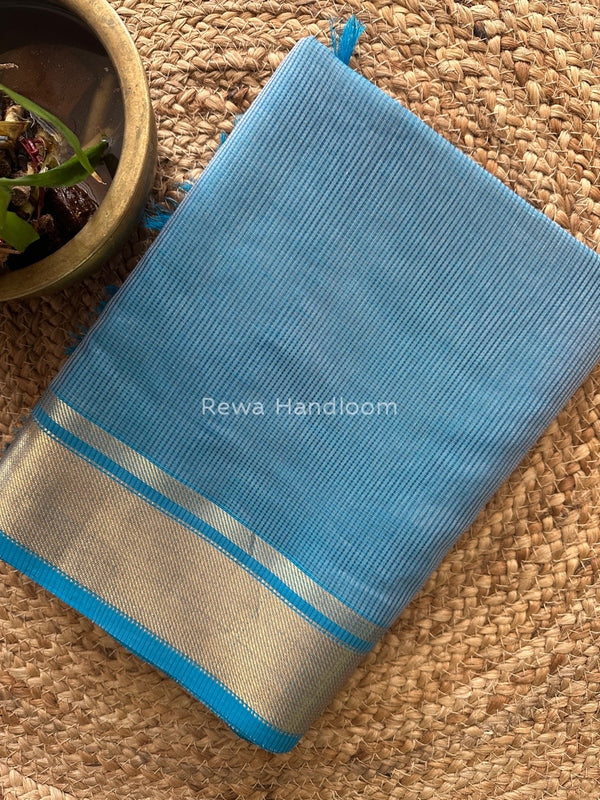 Exclusive Maheswari Self Checks Sky Blue Saree MCS049