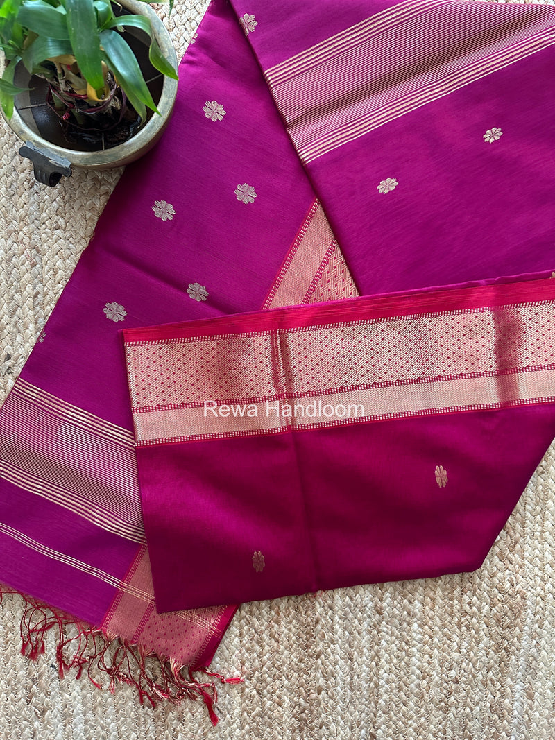 Maheshwari Rani Pink Flower Butti Saree JBS0117