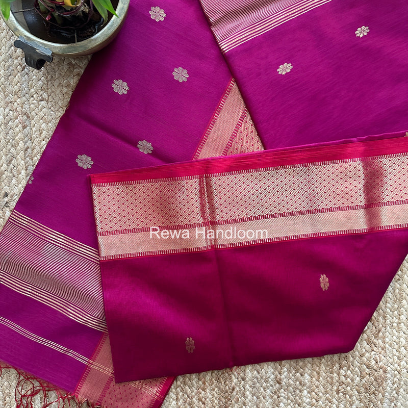 Maheshwari Rani Pink Flower Butti Saree JBS0117