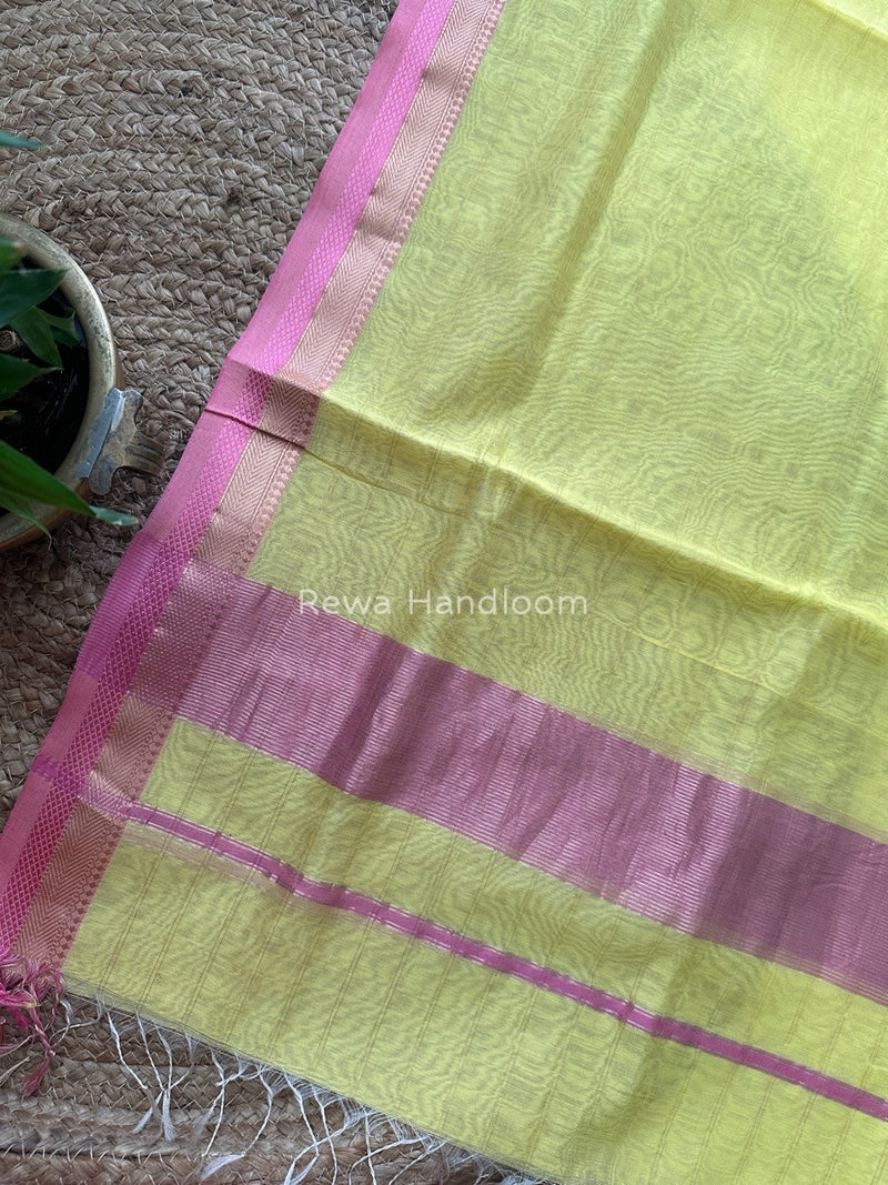 Maheshwari Yellow Silk Dupatta PD039