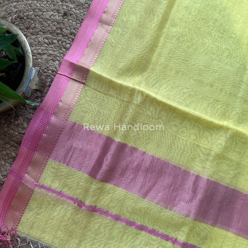 Maheshwari Yellow Silk Dupatta PD039