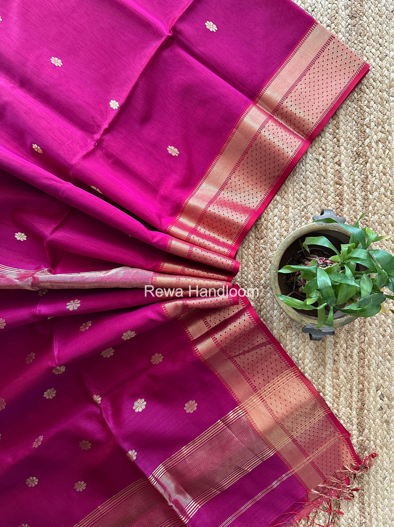 Maheshwari Rani Pink Flower Butti Saree JBS0117
