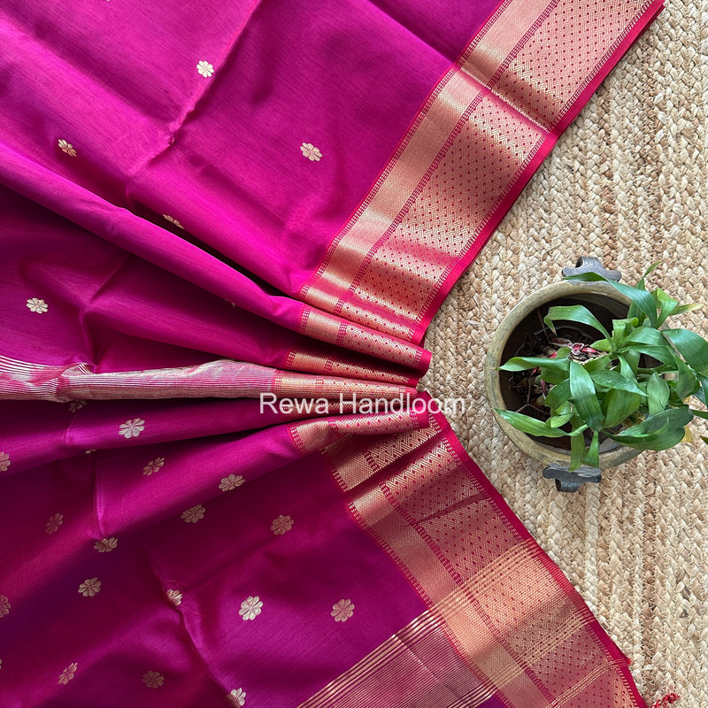 Maheshwari Rani Pink Flower Butti Saree JBS0117