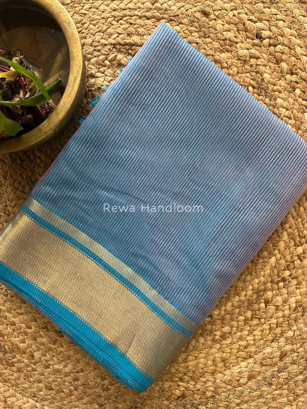 Exclusive Maheswari Self Checks Blue Saree MCS058