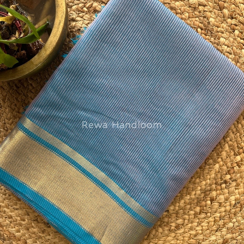 Exclusive Maheswari Self Checks Blue Saree MCS058