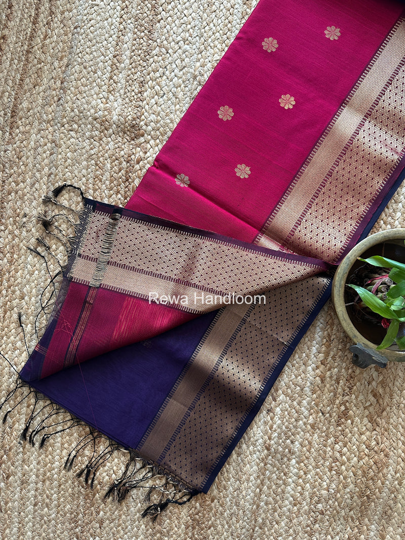 Maheshwari Violet Flower Butti Saree JBS0116