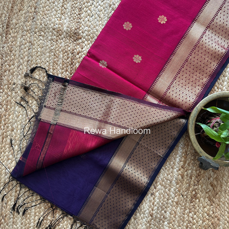 Maheshwari Violet Flower Butti Saree JBS0116