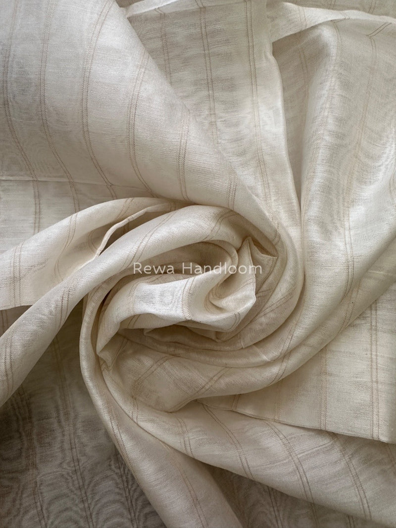 Maheshwari White Silk Dupatta PD030