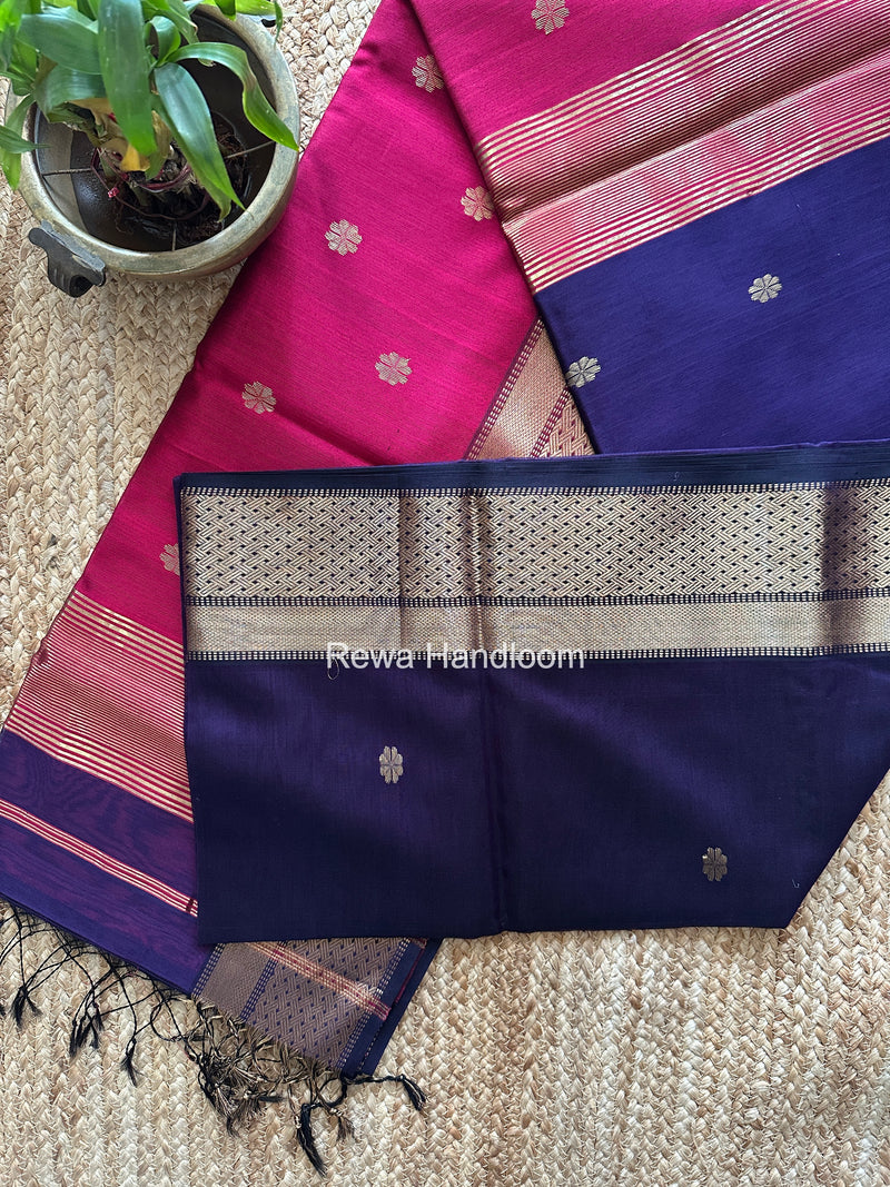 Maheshwari Violet Flower Butti Saree JBS0116