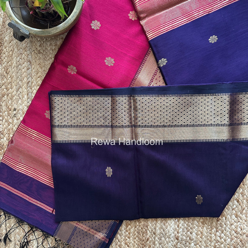 Maheshwari Violet Flower Butti Saree JBS0116