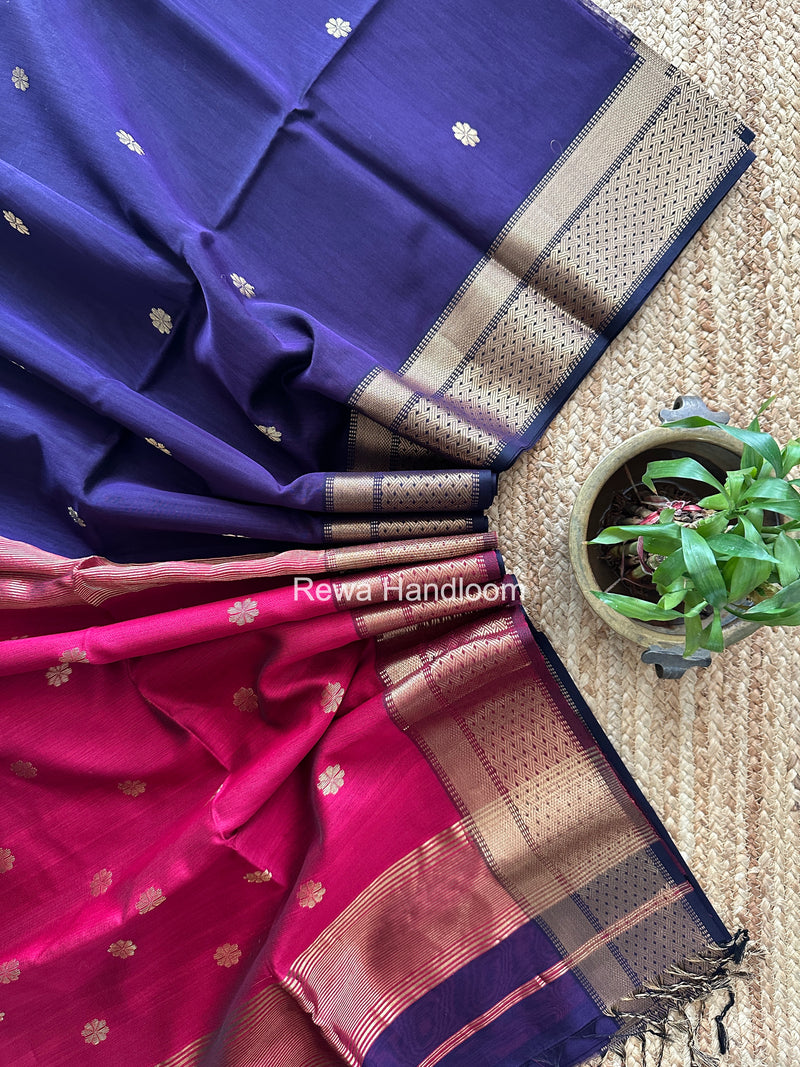 Maheshwari Violet Flower Butti Saree JBS0116