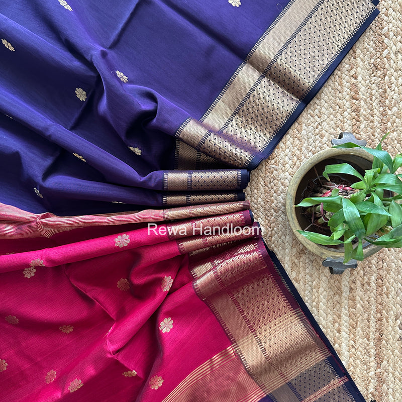 Maheshwari Violet Flower Butti Saree JBS0116